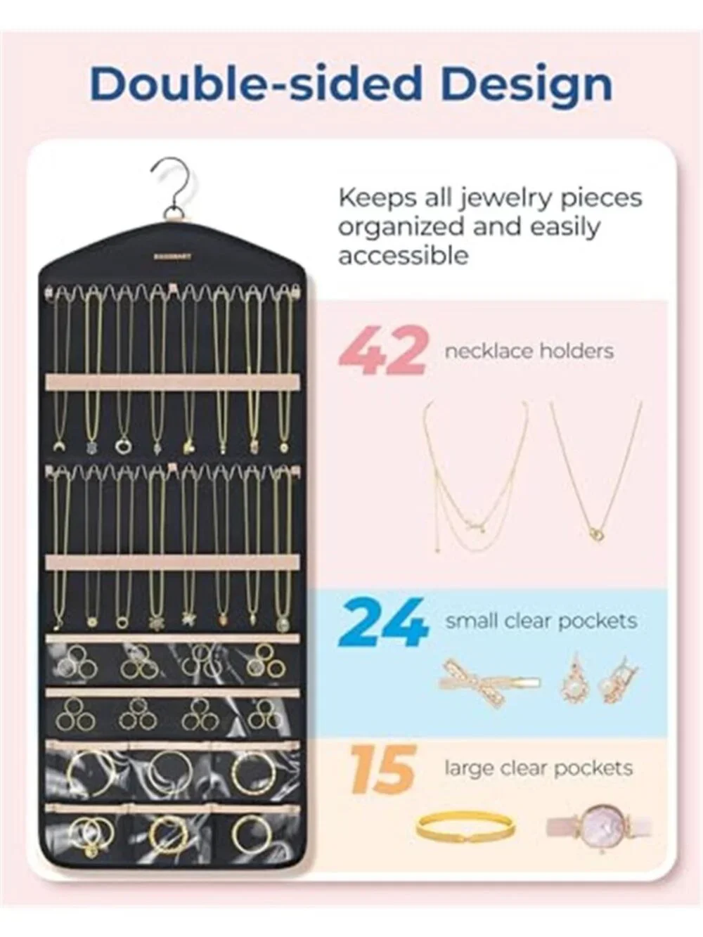 Hanging Jewelry Organizer Necklace Holder Earring Storage Door Organizer